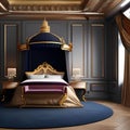 A luxurious, baroque-inspired bedroom with a canopy bed, gilded details, and rich, royal colors2 Royalty Free Stock Photo