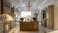 Luxurious baroque kitchen and dining room