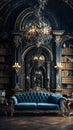Luxurious Baroque Living Room Bookcase with Folio Interior Background