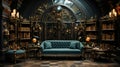 Luxurious Baroque Living Room Bookcase with Folio Interior Background