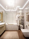 Luxurious bathroom in classic style interior design