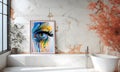 luxurious bathroom decoration Modern design with elegant frames and stunning paintings Royalty Free Stock Photo