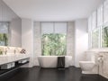 Luxurious bathroom with natural views 3d render