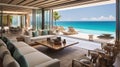 a luxurious beachfront villa with floor-to-ceiling windows