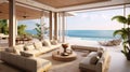 a luxurious beachfront villa with floor-to-ceiling windows