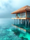 Luxurious Beachside Villa. Secluded luxury water villa, standing on stilts Royalty Free Stock Photo