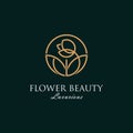 Luxurious beauty flower logo spa boutique salon cosmetic brand design , looped flower and leaves concept sign