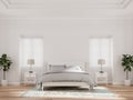 Luxurious bedroom with blank white classic walls 3d render