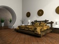 Luxurious bedroom in ethnic style Royalty Free Stock Photo