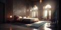 Luxurious bedroom interior in Arabic style house Royalty Free Stock Photo