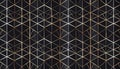Luxurious black and gold geometric pattern with intersecting lines and triangles, perfect for elegant backgrounds Royalty Free Stock Photo