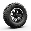 Luxurious Black Off Road Tire Sculpture On White Background