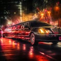 Luxurious Black Stretch Limousine at a Red Carpet Event Royalty Free Stock Photo