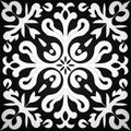 Luxurious Black And White Floral Tile: A Qajar Art Inspired Paper Cut-out