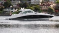 Luxurious black and white powerboat Royalty Free Stock Photo