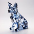 Luxurious Blue Crystal Dog Figurine: Opulent 3d Rendering With Bold Chromaticity