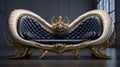 Luxurious Blue And Gold Dragon Seat By Wilford Keeler