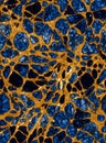 Luxurious Blue and Gold Marble Veins Seamless Pattern