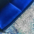 Luxurious blue velvet sofa