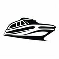 Luxurious Boat Symbol In Black And White: A Rollerwave Kombuchapunk Travel Experience Royalty Free Stock Photo