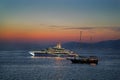 Luxurious boats, yachts and sailboats, in the old port of Chora in Mykonos