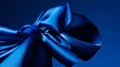 AI Generated. Luxurious bright blue satin bow close-up.