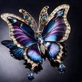 This luxurious brooch is in the shape of a butterfly with dazzling diamonds. Royalty Free Stock Photo