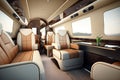 luxurious cabin, with leather seats and sleek design, for high-class travel experience