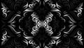 Luxurious caleidoscope Black and white flowers line art pattern of indonesian culture traditional