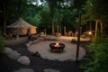 luxurious campsite with private hot tub and fireplace