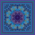 Luxurious carpet with a mandala in the shape of a snowflake or print for a fashionable silk scarf in ethnic style