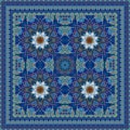 Luxurious carpet with mandalas and lotuses and a decorative frame. Ethnic motives. Scarf, napkin, shawl, wrapping design