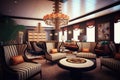 luxurious casino lounge with plush seating and lavish decor