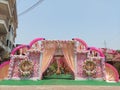 A luxurious ceremony arch decorated with flowers