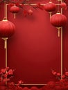 Generative AI Traditional Chinese Lanterns Hanging Decor Bright Red Festival Celebration Background business conce Royalty Free Stock Photo