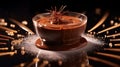 Luxurious Chocolate Mousse Pouring On Black Dusty Background