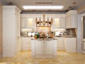 Luxurious Classic Baroque Kitchen and Dining Room Royalty Free Stock Photo