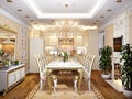 Luxurious Classic Baroque Kitchen and Dining Room Royalty Free Stock Photo