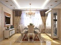 Luxurious Classic Baroque Kitchen and Dining Room Royalty Free Stock Photo