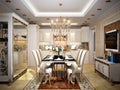 Luxurious Classic Baroque Kitchen and Dining Room