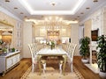 Luxurious Classic Baroque Kitchen and Dining Room Royalty Free Stock Photo