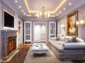 Luxurious classic baroque living room interior