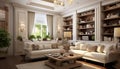 Luxurious Classical Office with Elegant Furniture and Warm Lighting for a Cozy Ambiance