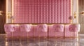 Luxurious cocktail lounge with pink bar stools and rose gold accents Royalty Free Stock Photo