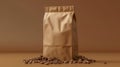 Luxurious coffee brand elegant paper bag mockup with brown packaging and label, dark coffee beans