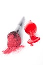 Luxurious cosmetics background in red and white.