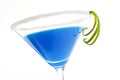 Luxurious creamy blue cocktail on white.