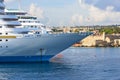 Luxurious cruise ship docked at pier of Rhodes, Greece