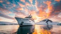 Majestic Cruise Ship at Sunrise in Arctic Waters Royalty Free Stock Photo