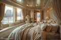 Luxurious cruise ship stateroom with a private balcony and elegant decor. Royalty Free Stock Photo